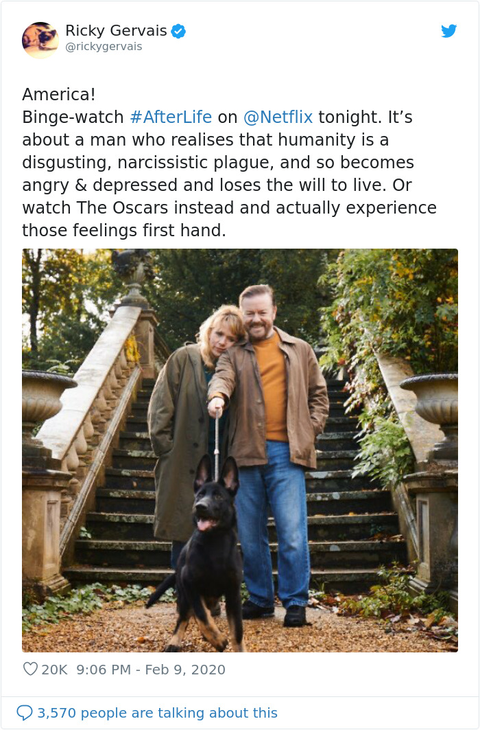 Someone Asks Ricky Gervais For His Opinion On The Oscars, The Comedian Doesn't Hold Back And Roasts Celebs Once Again Someone Asks Ricky Gervais For His Opinion On The Oscars, The Comedian Doesn't Hold Back And Roasts Celebs Once Again