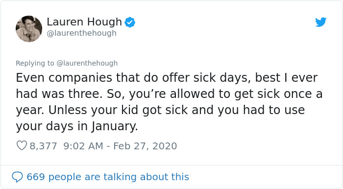 People Are Pointing Out That The Lack Of Sick Days For US Employees Could Make The Spread Of Coronavirus Accelerate People Are Pointing Out That The Lack Of Sick Days For US Employees Could Make The Spread Of Coronavirus Accelerate