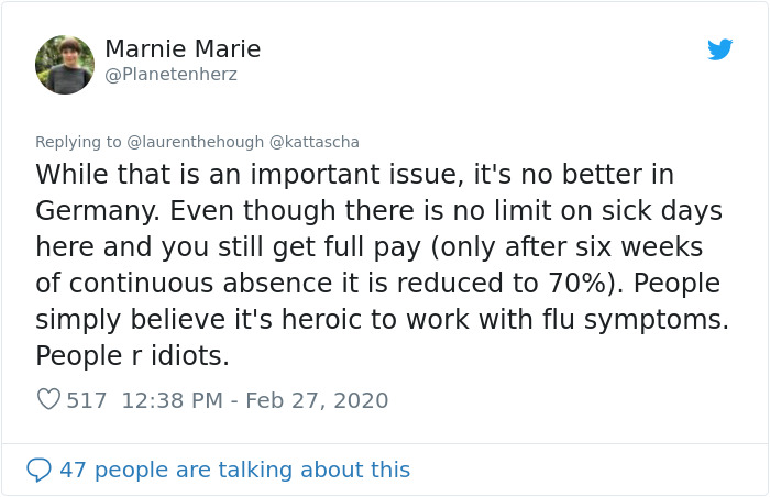 People Are Pointing Out That The Lack Of Sick Days For US Employees Could Make The Spread Of Coronavirus Accelerate