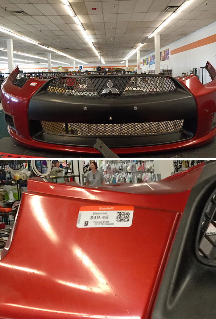 Someone Donated The Front Bumper Of An Eclipse. Found At Goodwill In Mesa, Az. It's Stayed There. I Was Tempted To Buy It And Use It To Attach To The Bathroom Key At Work... Because I'm Completely Ridiculous
