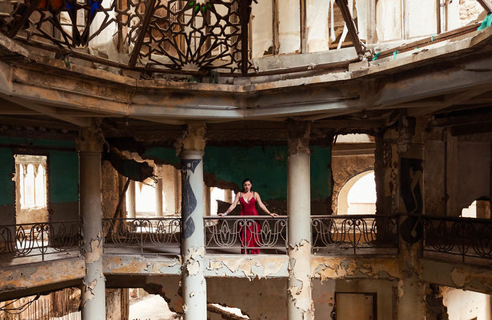 Model Poses Within The War Torn Abandoned Ruins Of Lebanon
