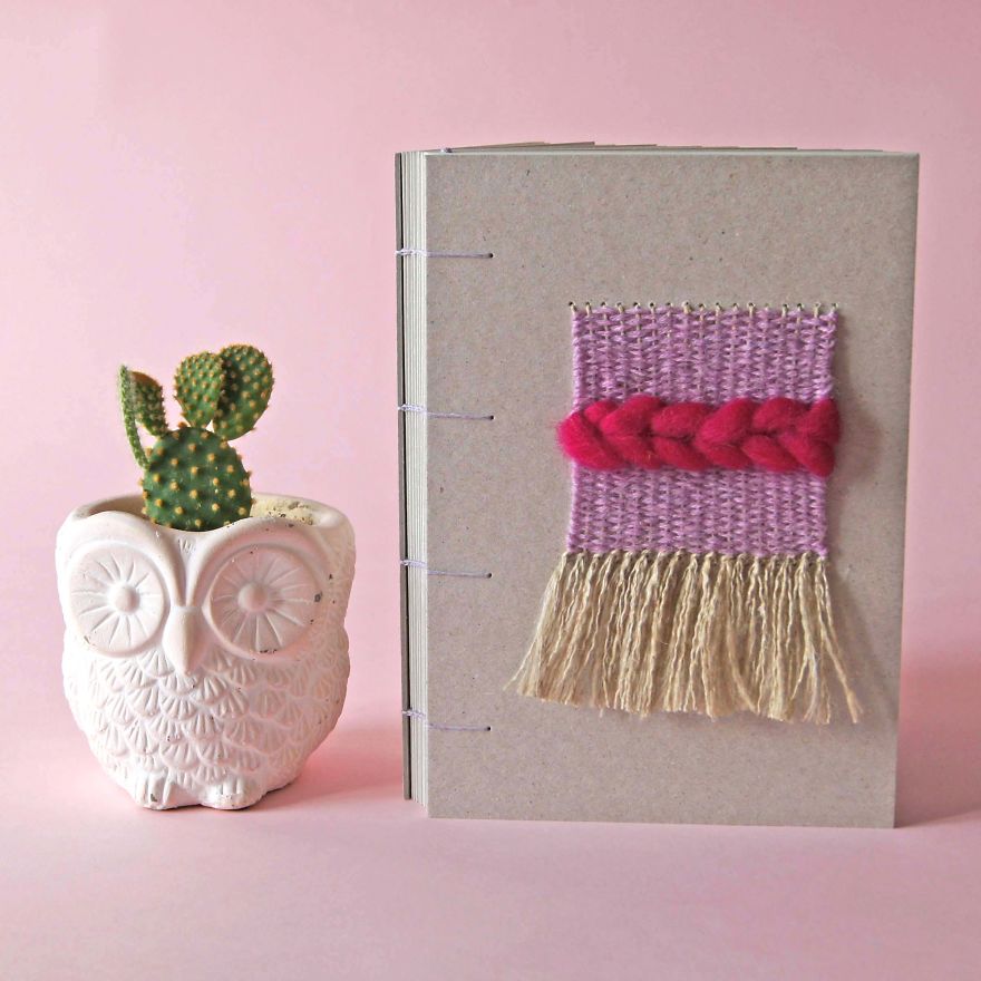 I Create Ecofriendly Handmade Notebooks With Woven Or Embroidered Covers