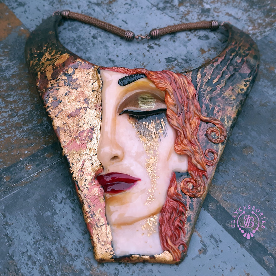 My Polymer Clay Art Necklaces Inspired By Gustav Klimt's Paintings