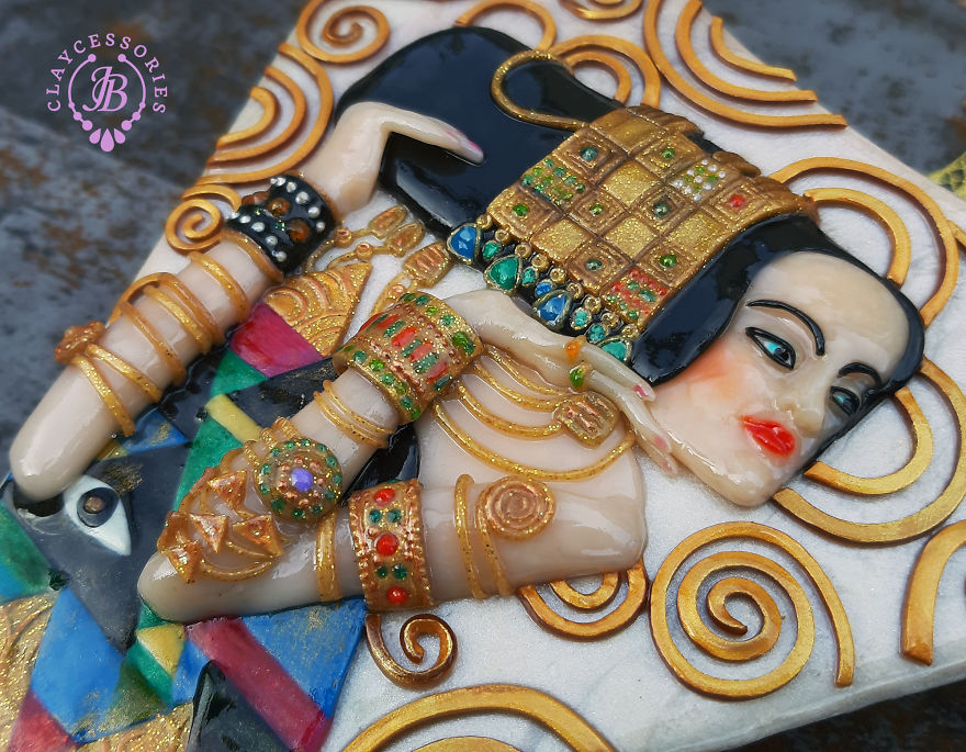 My Polymer Clay Art Necklaces Inspired By Gustav Klimt's Paintings
