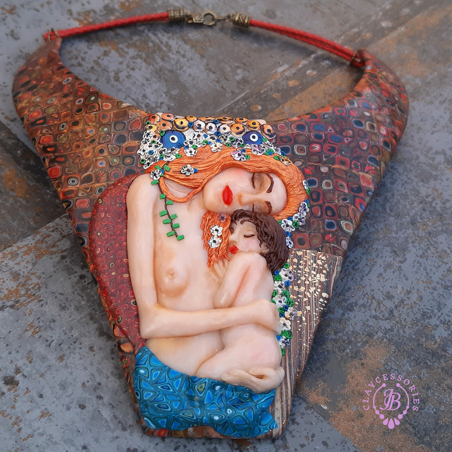 My Polymer Clay Art Necklaces Inspired By Gustav Klimt's Paintings My Polymer Clay Art Necklaces Inspired By Gustav Klimt's Paintings
