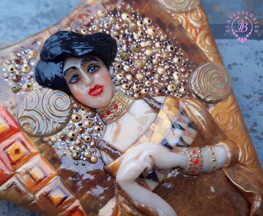 My Polymer Clay Art Necklaces Inspired By Gustav Klimt's Paintings