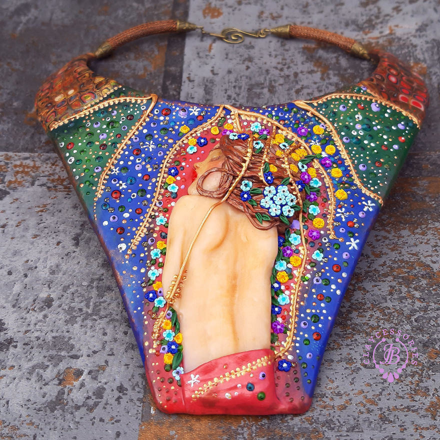 My Polymer Clay Art Necklaces Inspired By Gustav Klimt's Paintings