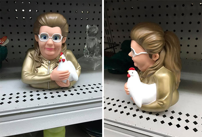 Ran Across This Little Gem At My Local Goodwill. Don’t Know Who Or What This Is Supposed To Be. All I Know, Is It’s Not Every Day You Find A Robust Lady Holding A Chicken For $0.99