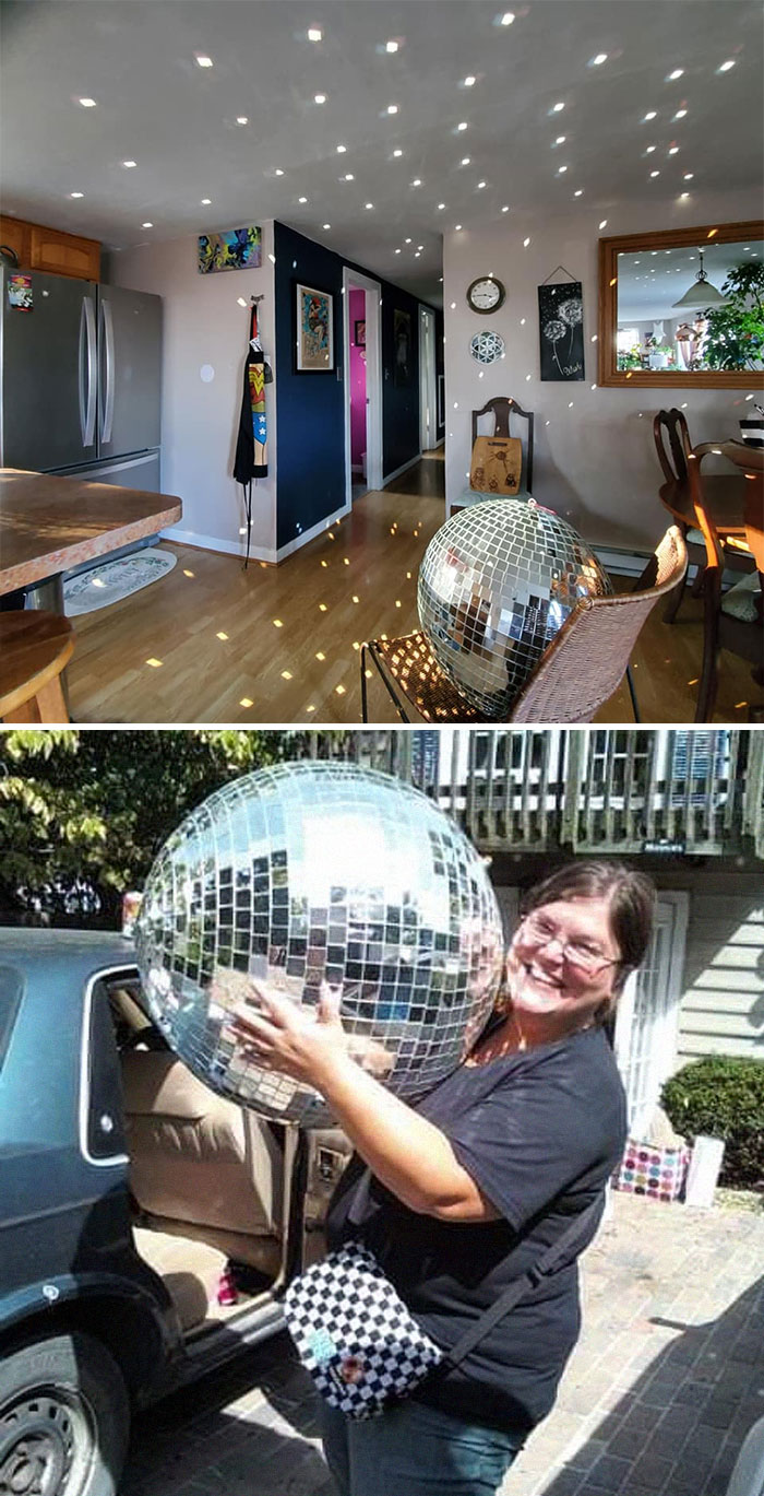 When You Own A Giant Disco Ball, Everyday Is A Disco Party. This Disco Ball Was The Orginal Disco Ball At Our Local Skating Rink In Berryville Va. I've Had Soooo Many People Tell Me They Had Their First Kiss Under This Thing! It's A Big One....circumference Approx. 70"! I Found It At Sale At A Yard Sale For $20. It Definitely Came Home With Me