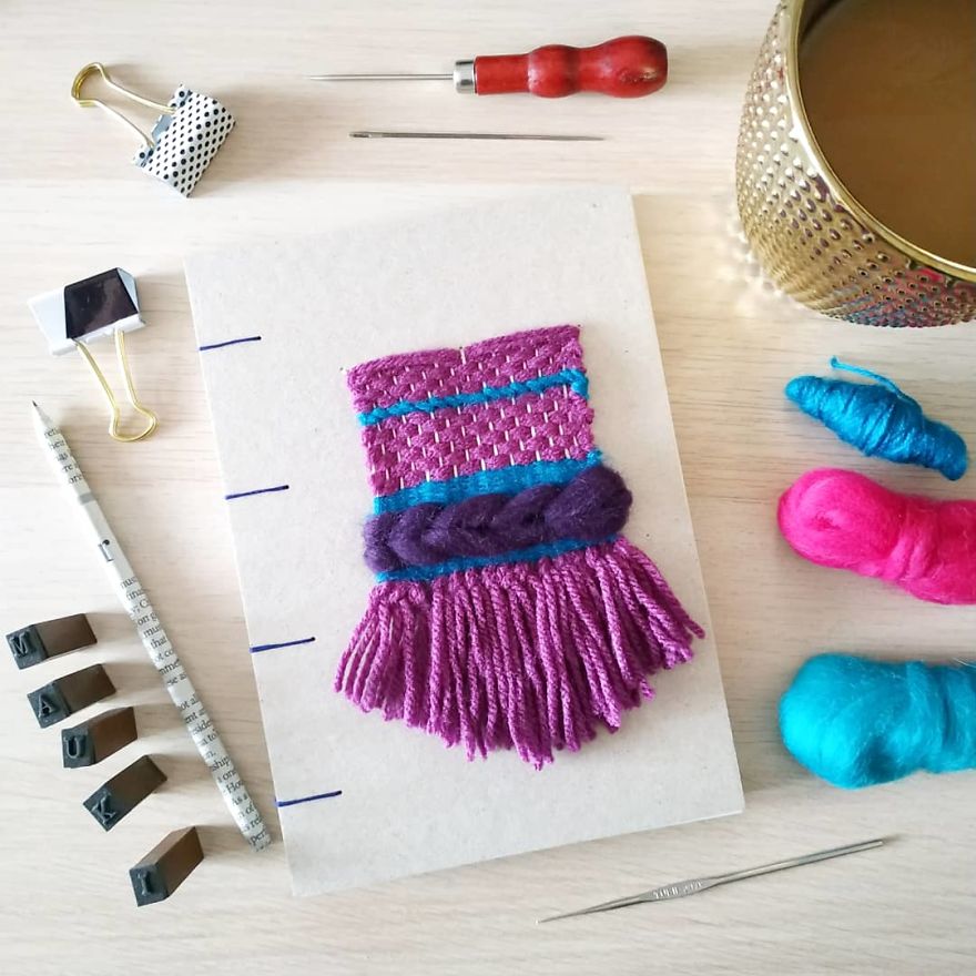 I Create Ecofriendly Handmade Notebooks With Woven Or Embroidered Covers
