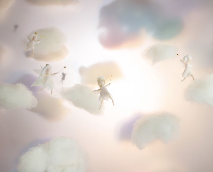 My Teenage Daughter Built Me A Custom Wooden Theatre Box So I Could Build Dreamy 3D Art Work Scenes From My Needle Felted Creations