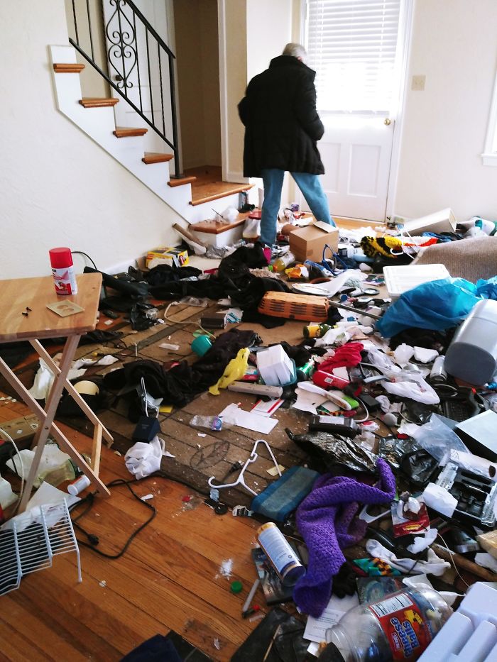 My Mom Gave Him 120 Days To Find A New Place To Live, His Is How He Left It, Also Infested With Bedbugs And Dumped Paint By On The Hardwood Floors