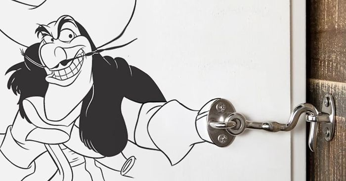 34 Illustrations Of Pop Culture Characters By EFIX Blend Into Walls And Sidewalks