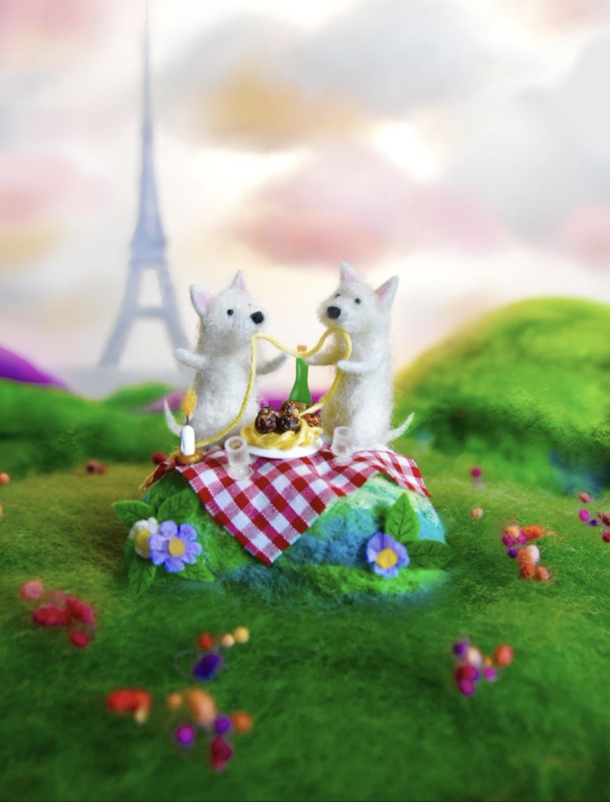 My Teenage Daughter Built Me A Custom Wooden Theatre Box So I Could Build Dreamy 3D Art Work Scenes From My Needle Felted Creations