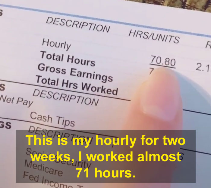 Mom Shares A TikTok Of Her $9.28 Paycheck After Working For 70 Hours As A Waitress