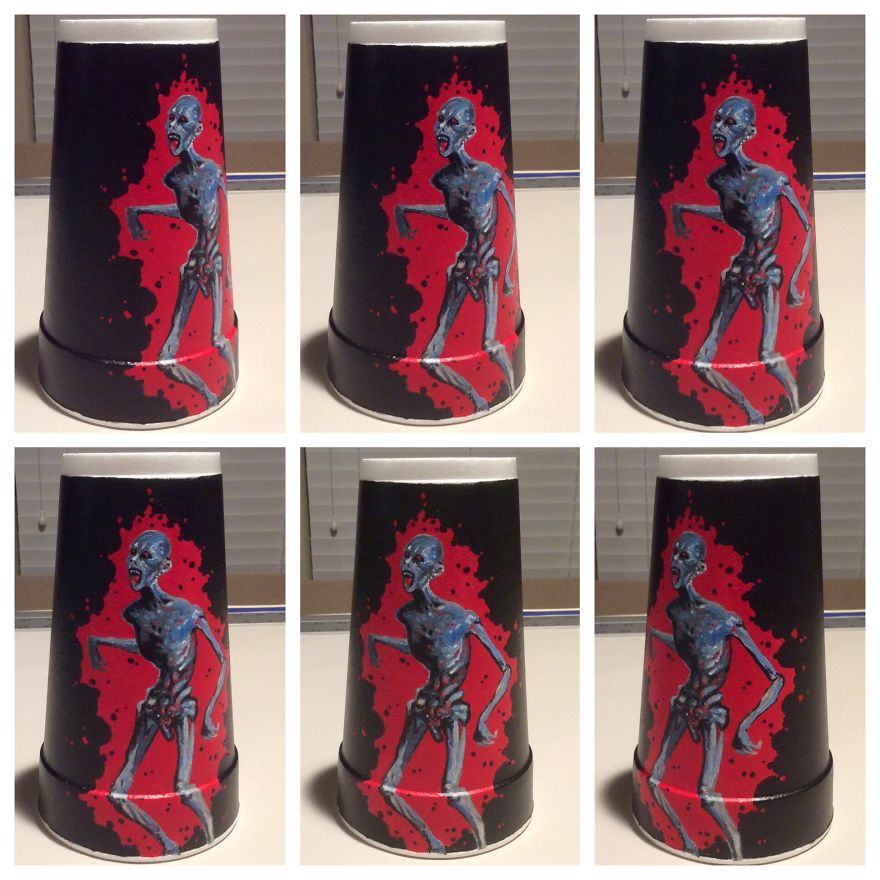 New Acrylic Drawings On Styrofoam Cups (Cont.)