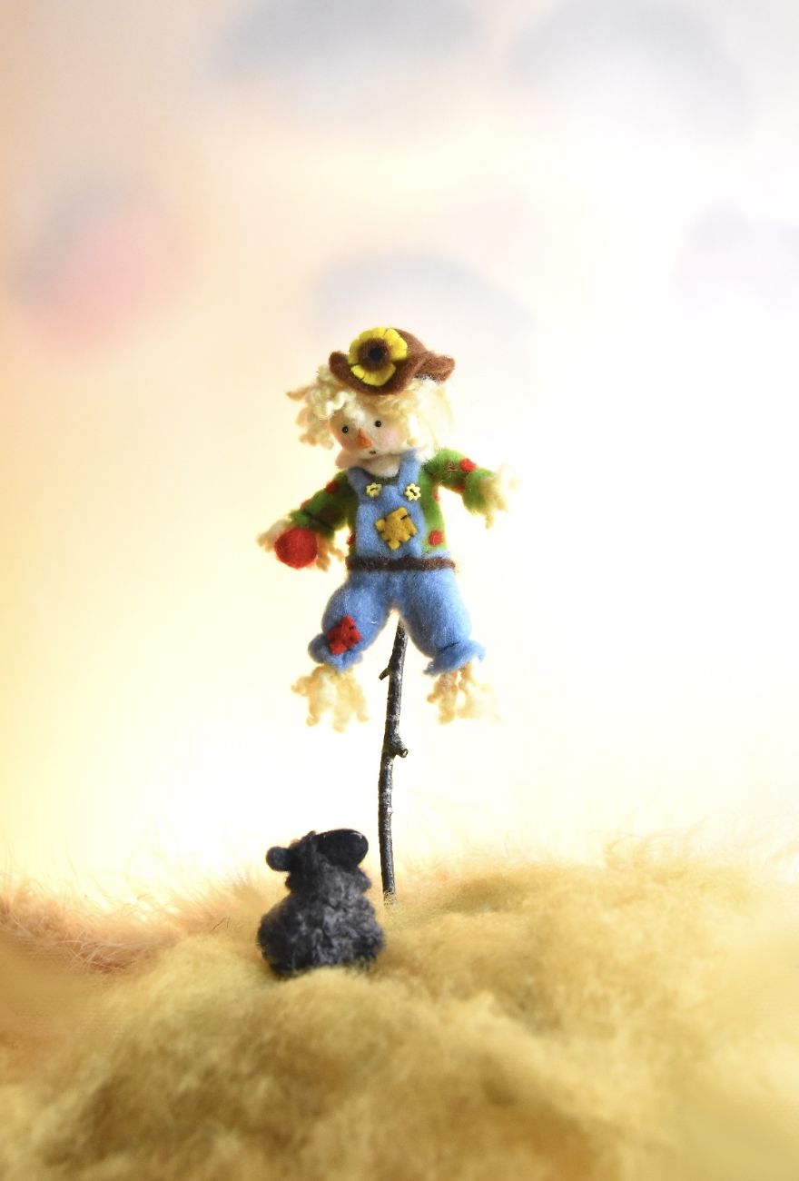 My Teenage Daughter Built Me A Custom Wooden Theatre Box So I Could Build Dreamy 3D Art Work Scenes From My Needle Felted Creations