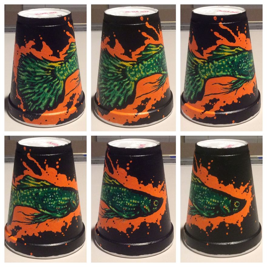 New Acrylic Drawings On Styrofoam Cups (Cont.)