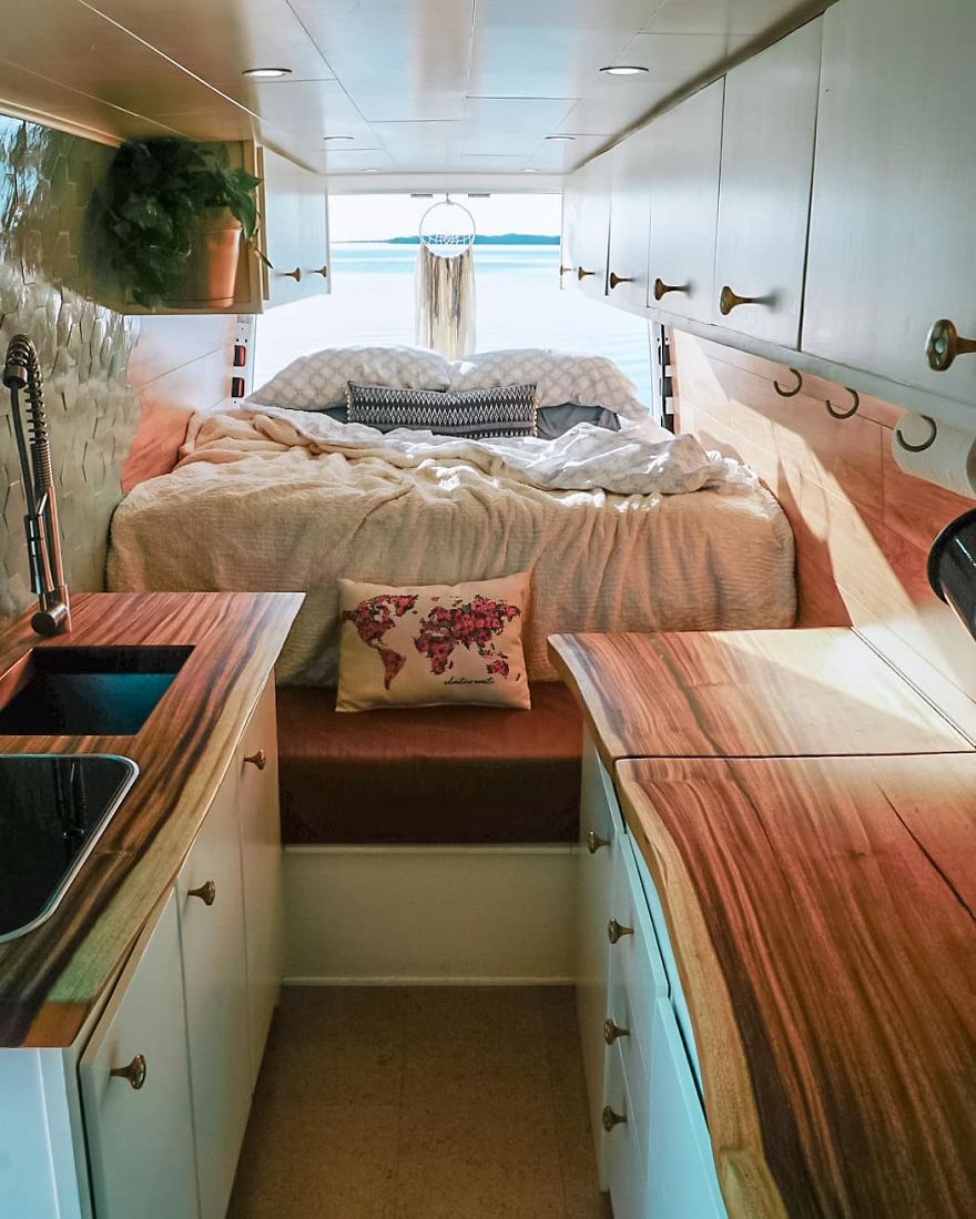 Couple Live A Simple & Adventure Filled Life In A DIY Sprinter Van Conversion