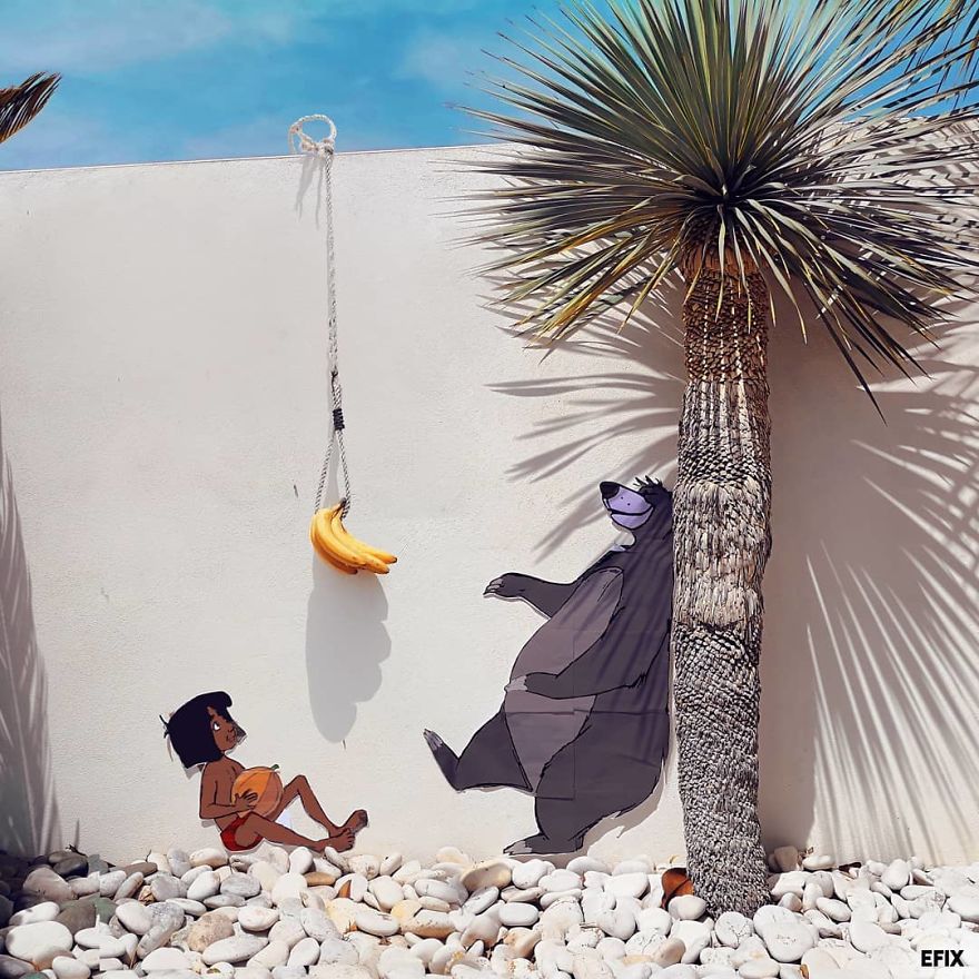 Artist Manages To Take The Boredom Out Of Common Spaces With Pop Culture Characters, Who Fit Perfectly With The Scene