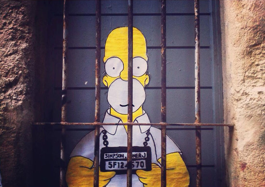 Artist Manages To Take The Boredom Out Of Common Spaces With Pop Culture Characters, Who Fit Perfectly With The Scene