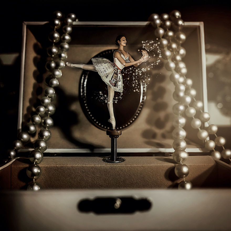 Erica Borden In Cat Food Bag Tutu Overlay