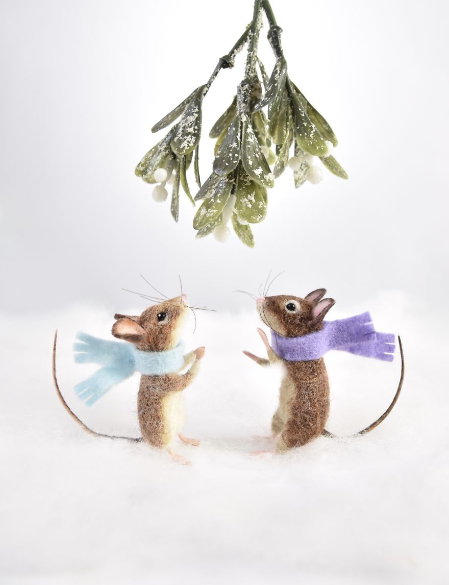 My Teenage Daughter Built Me A Custom Wooden Theatre Box So I Could Build Dreamy 3D Art Work Scenes From My Needle Felted Creations