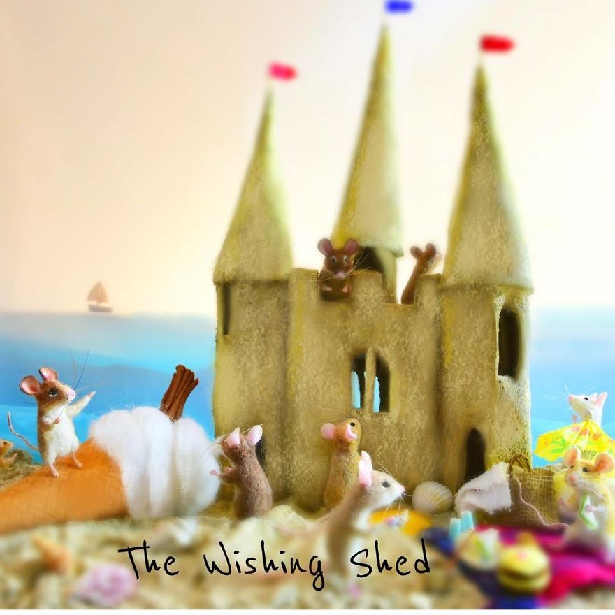 My Teenage Daughter Built Me A Custom Wooden Theatre Box So I Could Build Dreamy 3D Art Work Scenes From My Needle Felted Creations