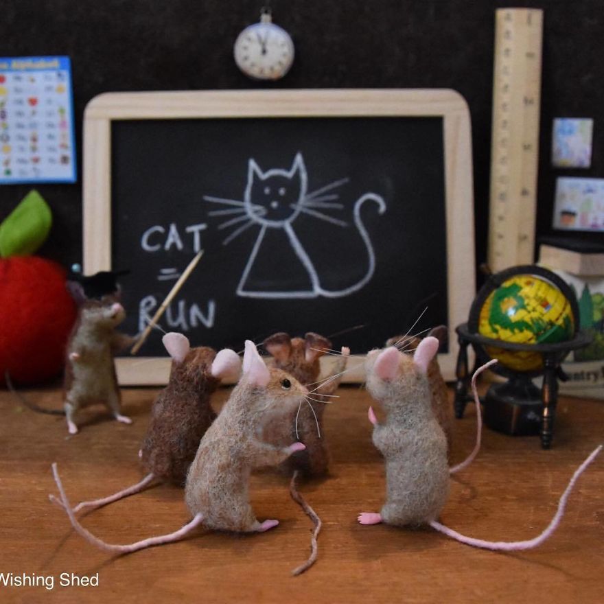 My Teenage Daughter Built Me A Custom Wooden Theatre Box So I Could Build Dreamy 3D Art Work Scenes From My Needle Felted Creations