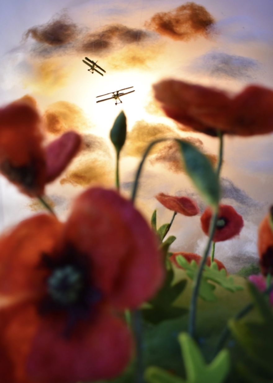 My Teenage Daughter Built Me A Custom Wooden Theatre Box So I Could Build Dreamy 3D Art Work Scenes From My Needle Felted Creations