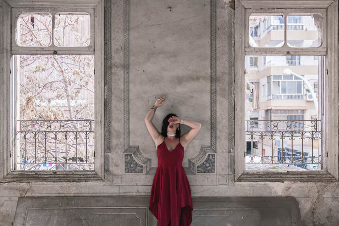 Model Poses Within The War Torn Abandoned Ruins Of Lebanon