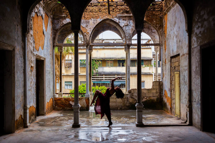 Model Poses Within The War Torn Abandoned Ruins Of Lebanon
