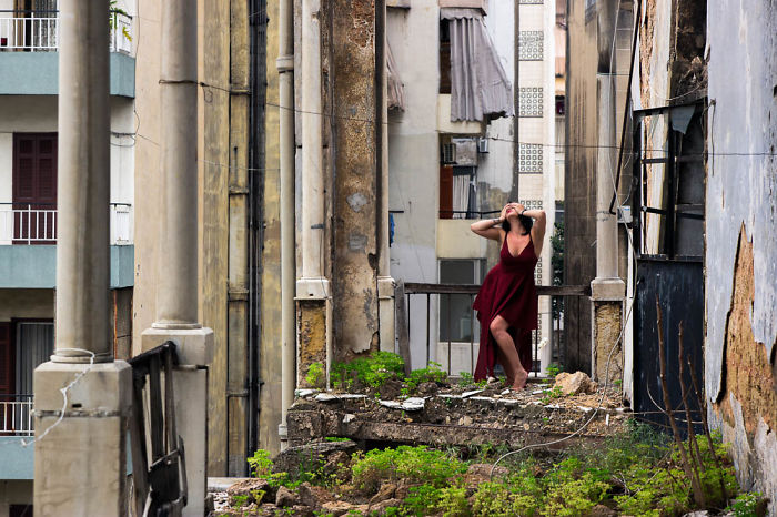Model Poses Within The War Torn Abandoned Ruins Of Lebanon