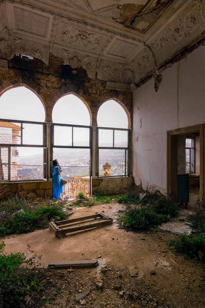 Model Poses Within The War Torn Abandoned Ruins Of Lebanon