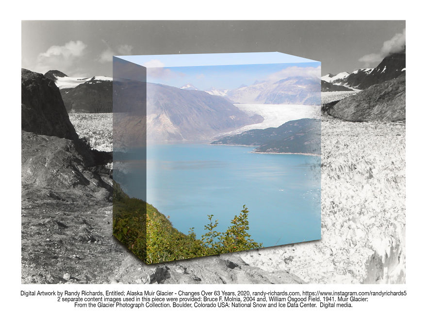 Alaskan Muir Glacier - Changes Over 63 Years: Then & Now