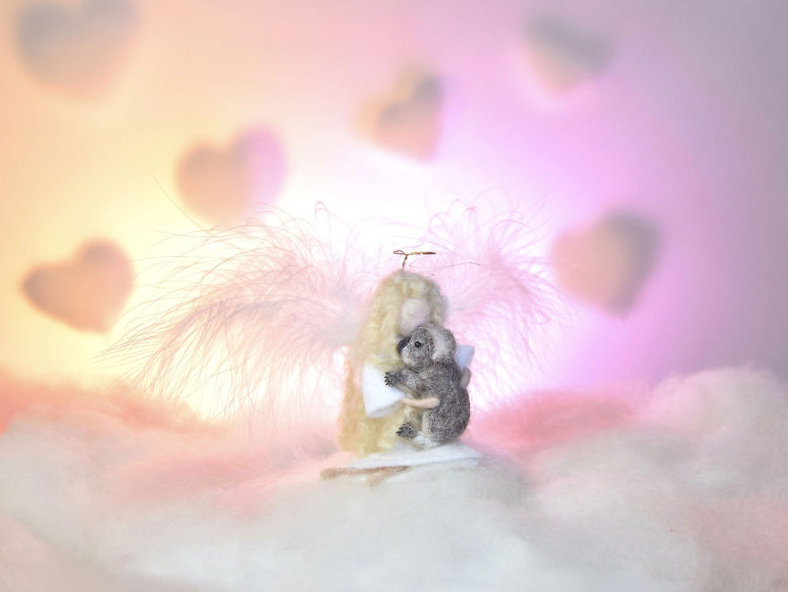 My Teenage Daughter Built Me A Custom Wooden Theatre Box So I Could Build Dreamy 3D Art Work Scenes From My Needle Felted Creations