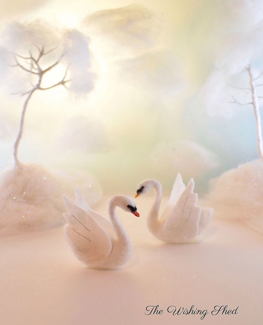 My Teenage Daughter Built Me A Custom Wooden Theatre Box So I Could Build Dreamy 3D Art Work Scenes From My Needle Felted Creations