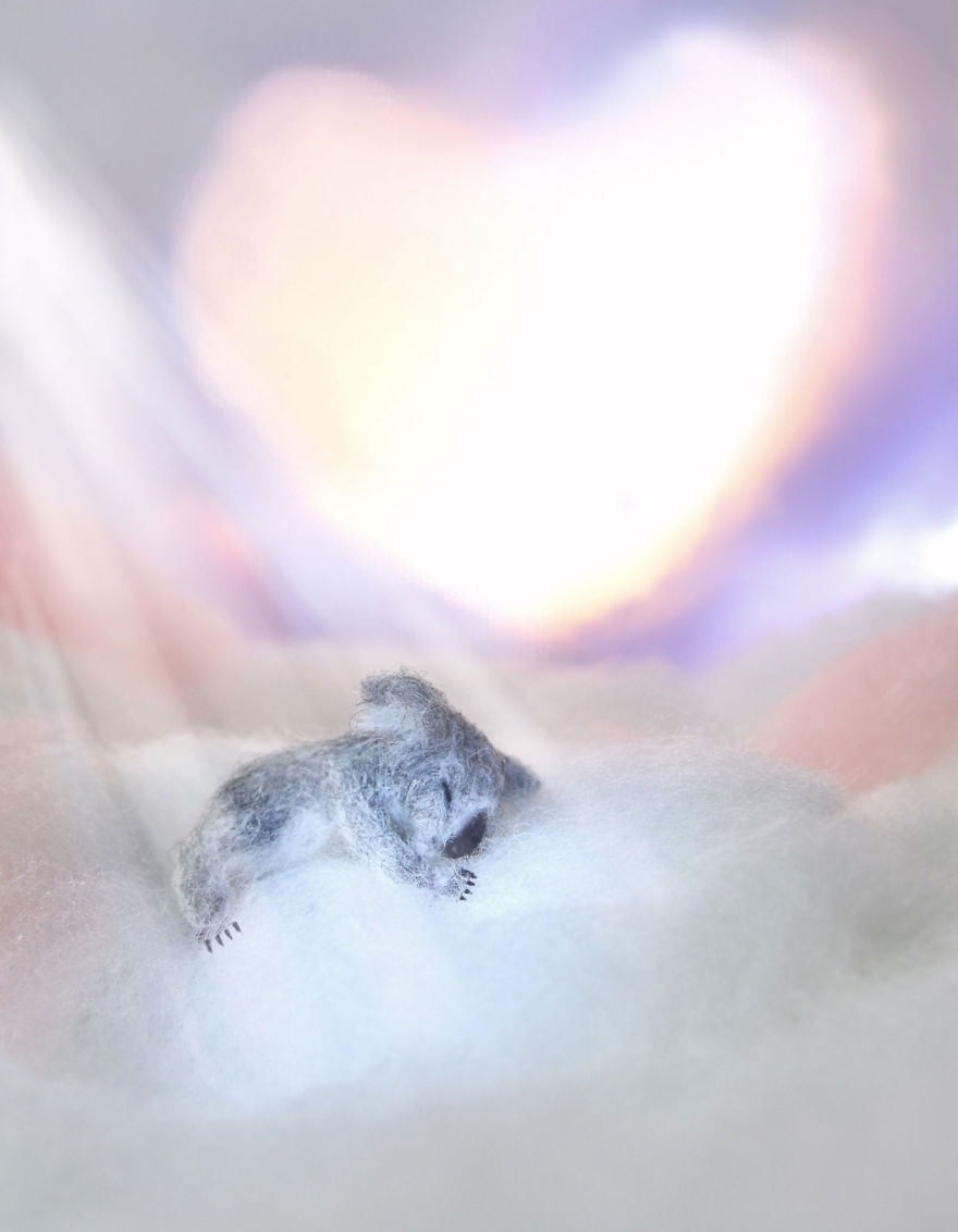 My Teenage Daughter Built Me A Custom Wooden Theatre Box So I Could Build Dreamy 3D Art Work Scenes From My Needle Felted Creations