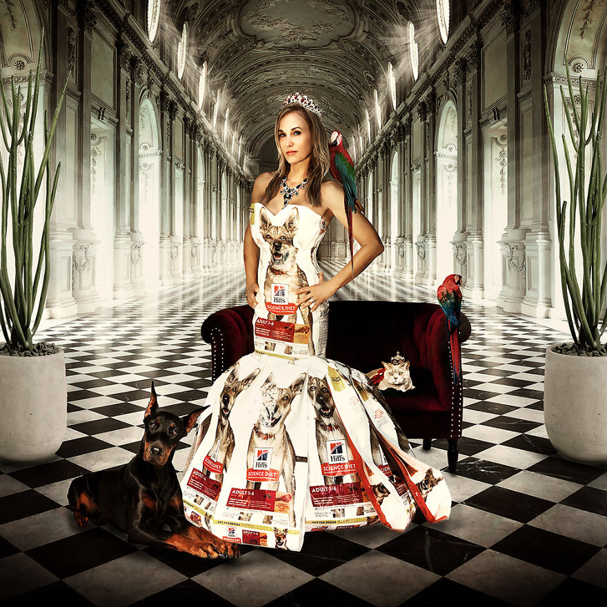 Laura Guttridge In A Dog Food Bag Sweetheart Mermaid Ball Gown