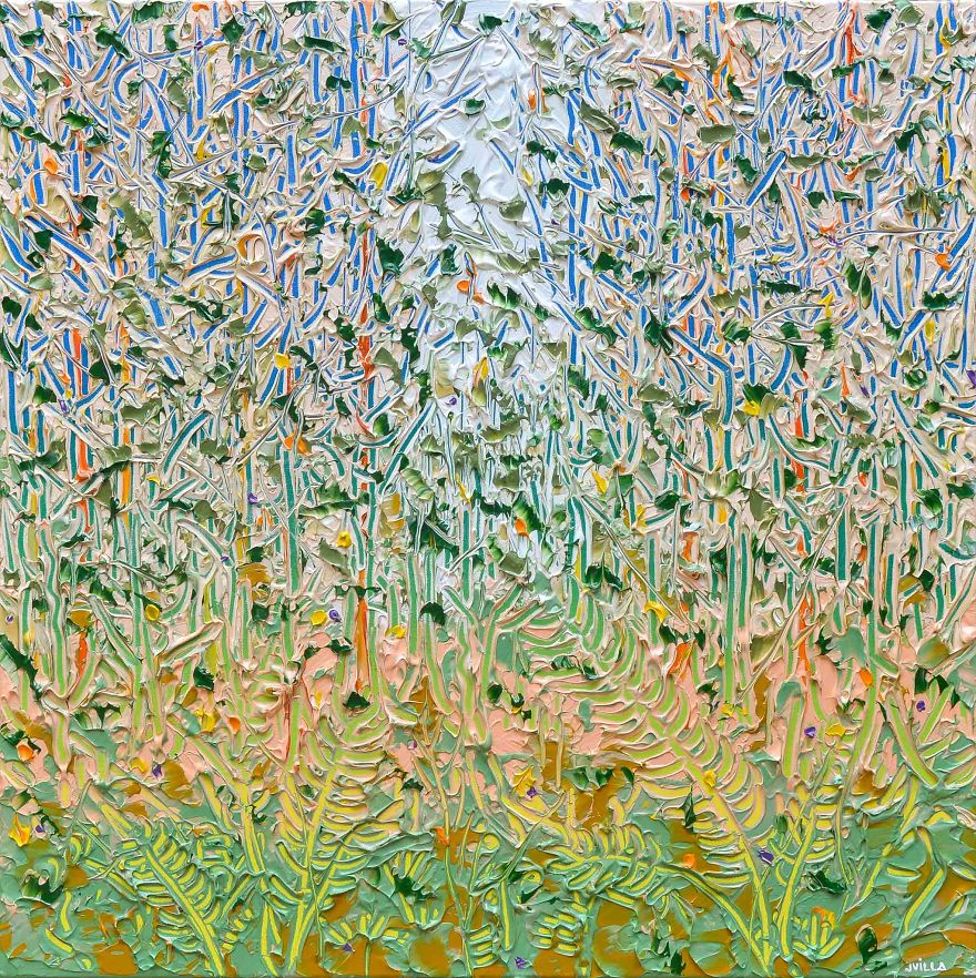 I Paint Tall Trees Paintings Using Sgraffito Technique