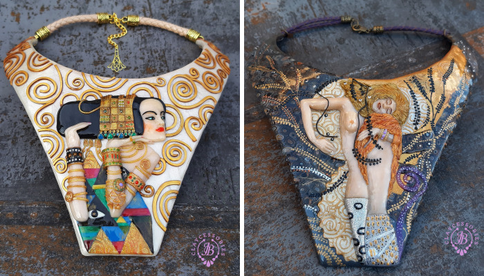 My Polymer Clay Art Necklaces Inspired By Gustav Klimt’s Paintings