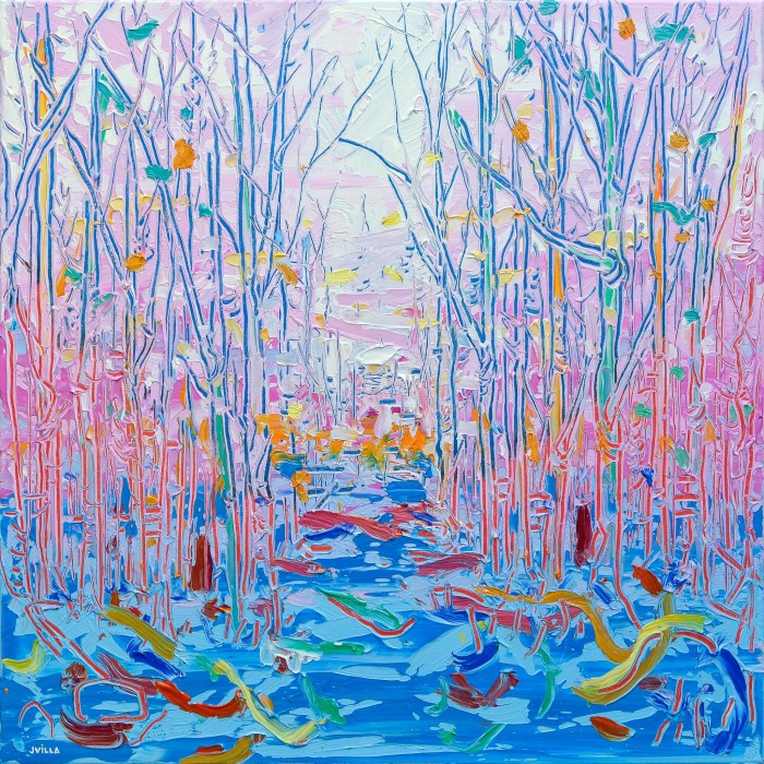 I Paint Tall Trees Paintings Using Sgraffito Technique