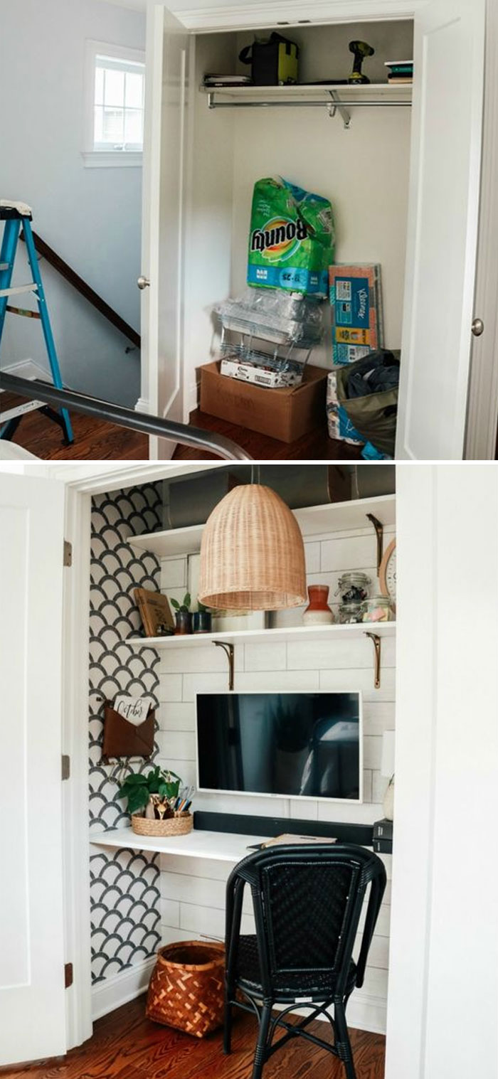 Home Office In A Closet, Before And After