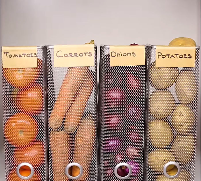 Organize Your Veggies Vertically Instead Of Horizontaly To Save Space In The Pantry