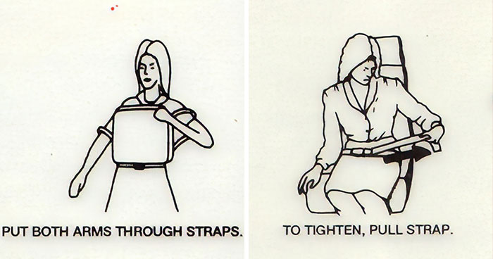 Flight Safety Illustrations Drawn By Someone Who Probably Doesn’t Know How Kids Look