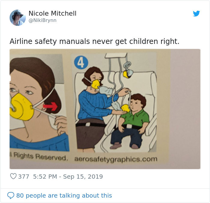 Flight Safety Illustrations Drawn By Someone Who Probably Doesn’t Know How Kids Look
