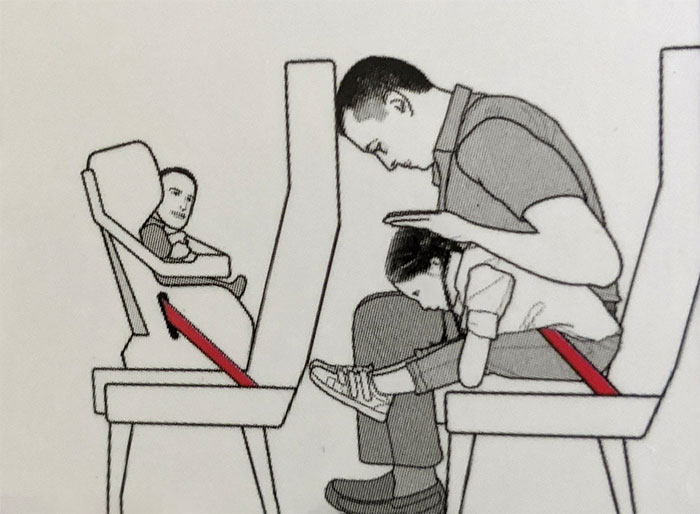 Flight Safety Illustrations Drawn By Someone Who Probably Doesn’t Know How Kids Look
