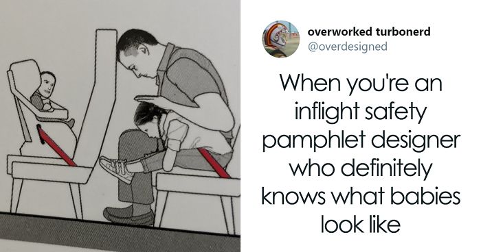 Flight Safety Illustrations Drawn By Someone Who Probably Doesn’t Know How Kids LookFlight Safety Illustrations Drawn By Someone Who Probably Doesn’t Know How Kids Look