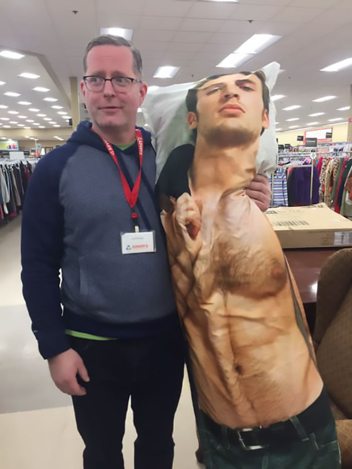 Working At Savers, Sometimes I See Weird Stuff. This Pillow Was On A Chair In The Furniture Department. Sure, It Was Funny To Have A Picture Taken With It, But Felt I Shoulda Bathed In Purell Immediately After..