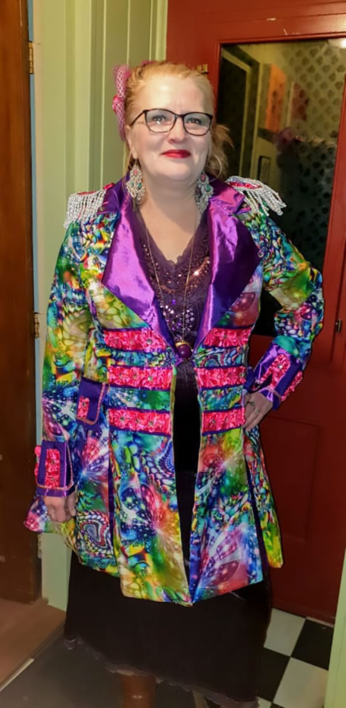 Found A Crazy Jacket At A Second Hand Store I Love Al The Colors , And Of Course It Came Home With Me